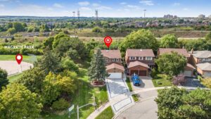 Aerial view highlighting the home's location within the surrounding neighbourhood.
