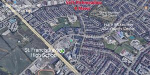 Aerial neighbourhood map highlighting the location of 5575 Richmeadow Mews.