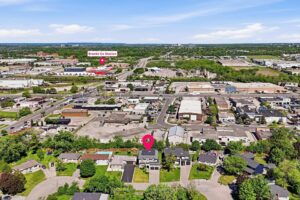 Aerial view showcasing the home's location within a desirable residential community.